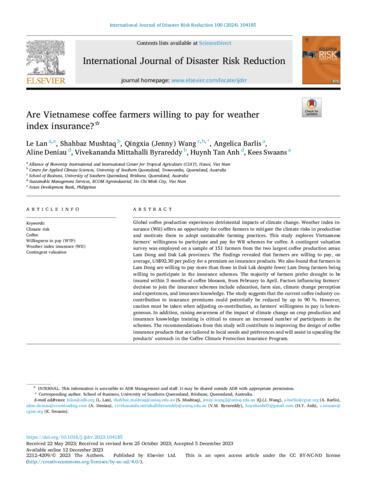 Are Vietnamese coffee farmers willing to pay for weather index insurance?