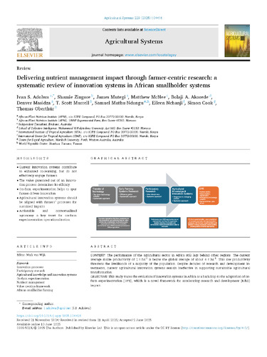 Delivering nutrient management impact through farmer-centric research - a systematic review of innovation systems in African smallholder systems