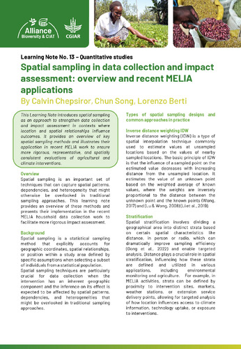 Spatial sampling in data collection and impact assessment - overview and recent MELIA applications