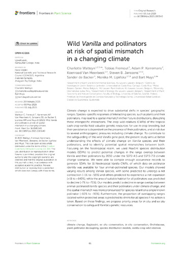 Wild vanilla and pollinators at risk of spatial mismatch in a changing climate